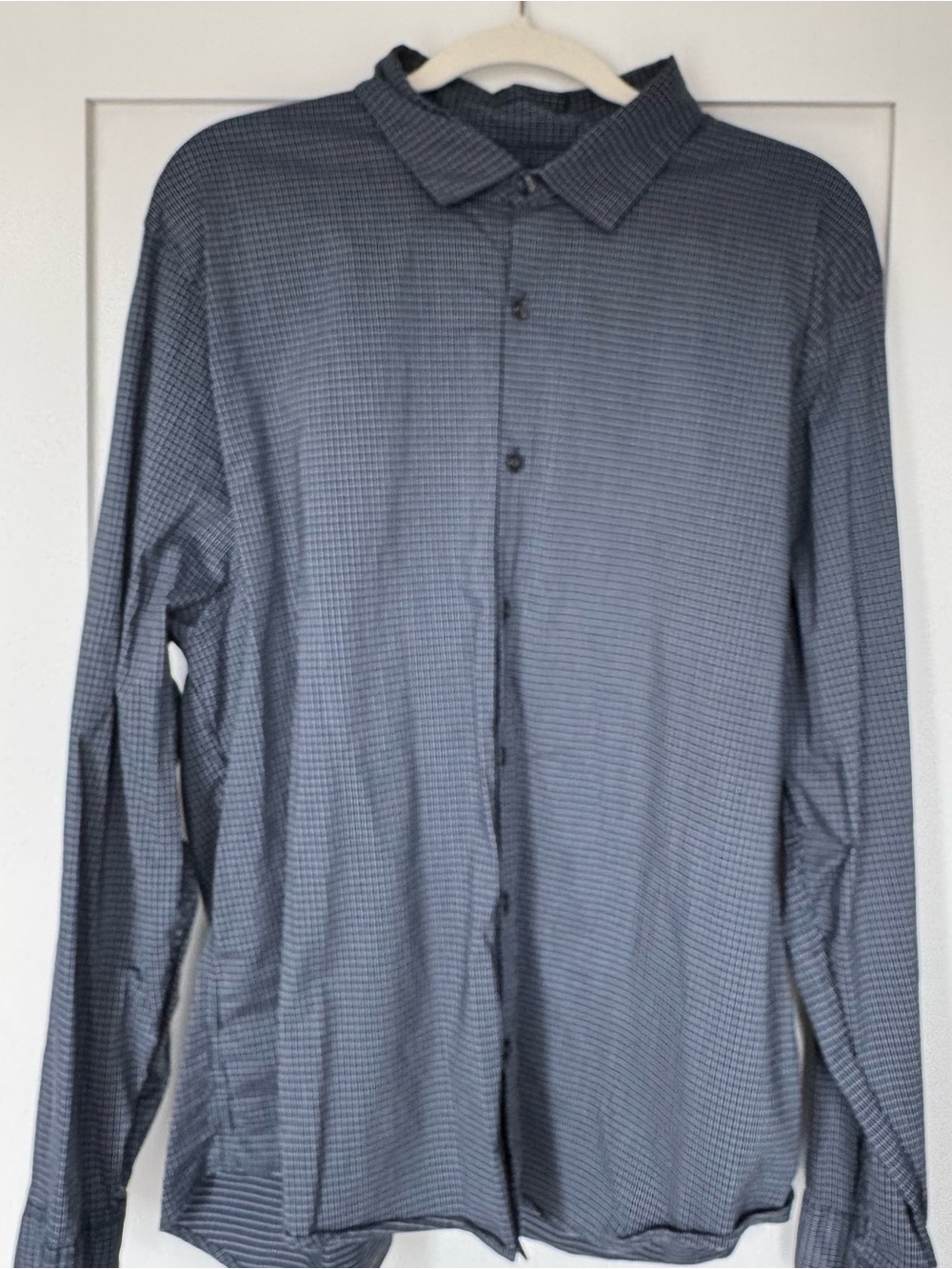 Abercrombie & Fitch Navy and White Micro-Check Button Down Shirt